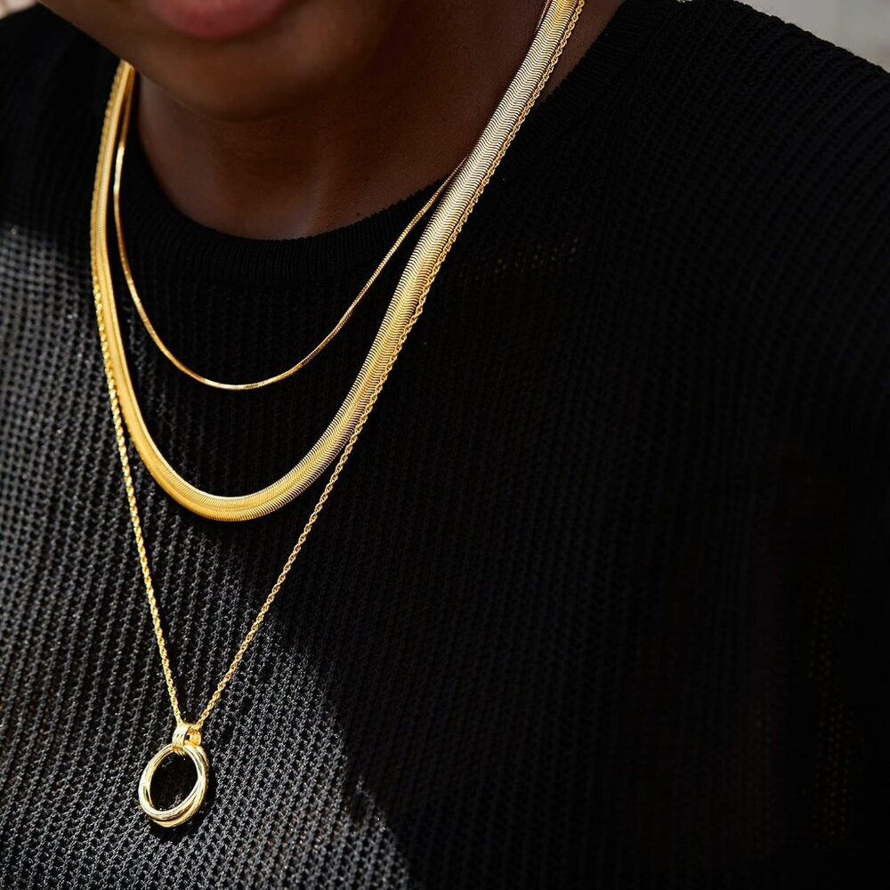 Dainty Layered Choker Necklace 18k gold Plated Y Pendant Commemorative coin Neck - Picture 5 of 6